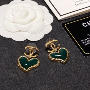 heart earrings green for women 2799