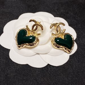 2-Heart Earrings Green For Women   2799