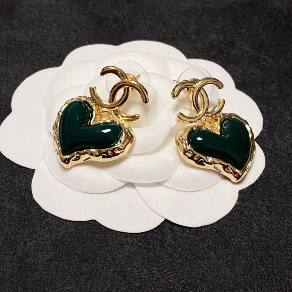 2 heart earrings green for women 2799