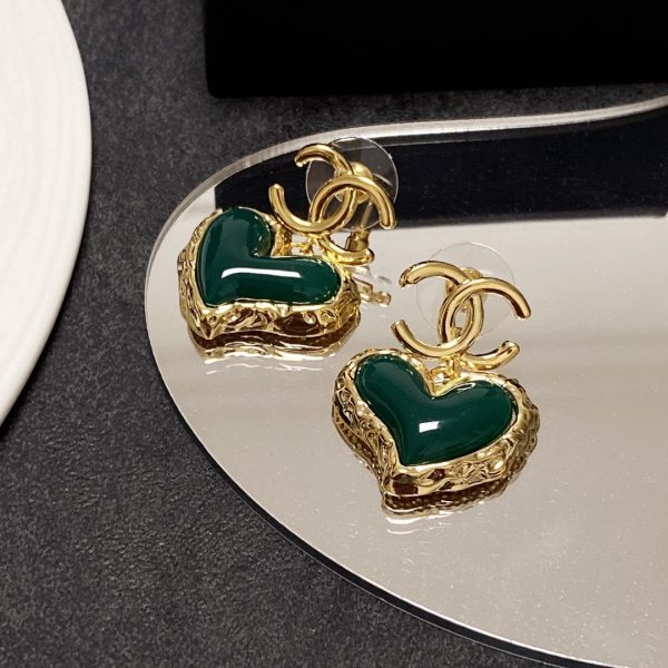 3 heart earrings green for women 2799