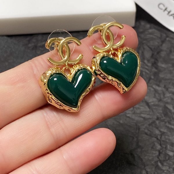 6 heart earrings green for women 2799