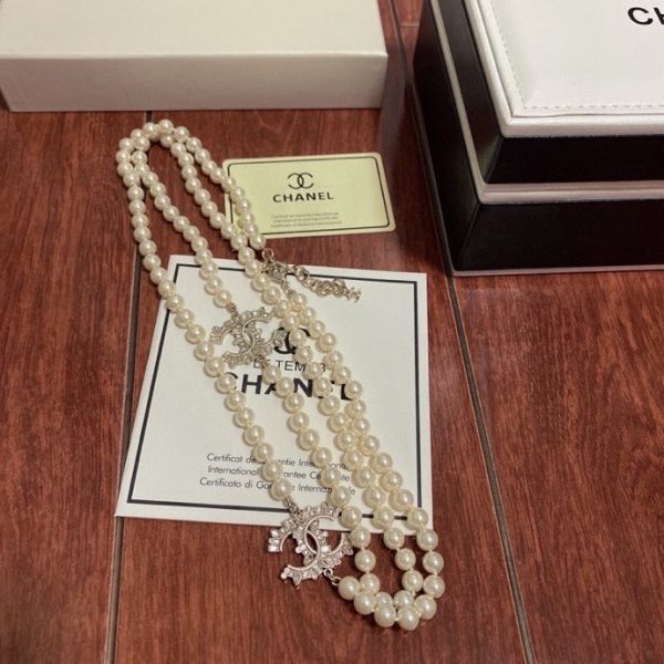 2 pearl and crystal necklace white for women 2799