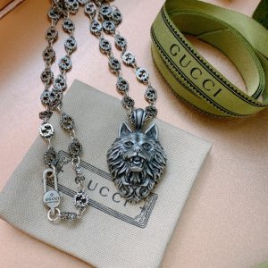 1 wolf head necklace silver tone for women 2799