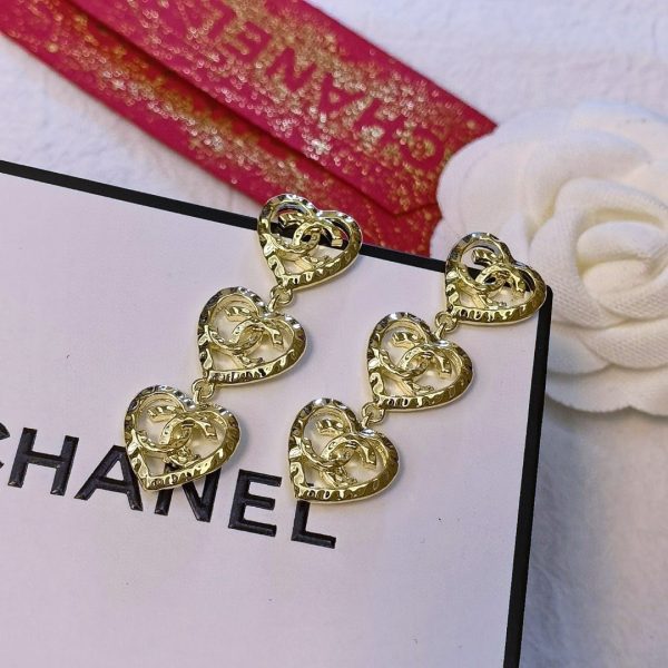 2 three hearts earrings gold tone for women 2799