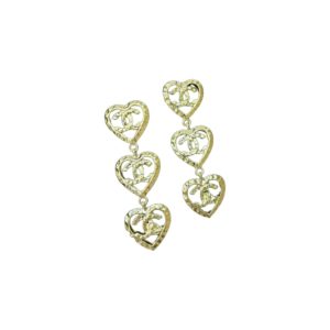 4 three hearts earrings gold tone for women 2799
