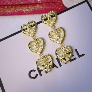 5 three hearts earrings gold tone for women 2799
