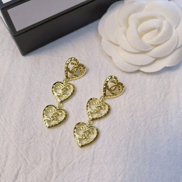 6 three hearts earrings gold tone for women 2799