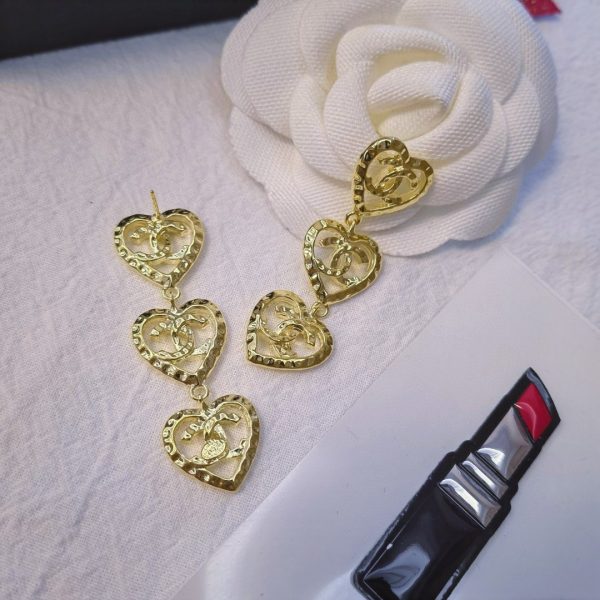9 three hearts earrings gold tone for women 2799