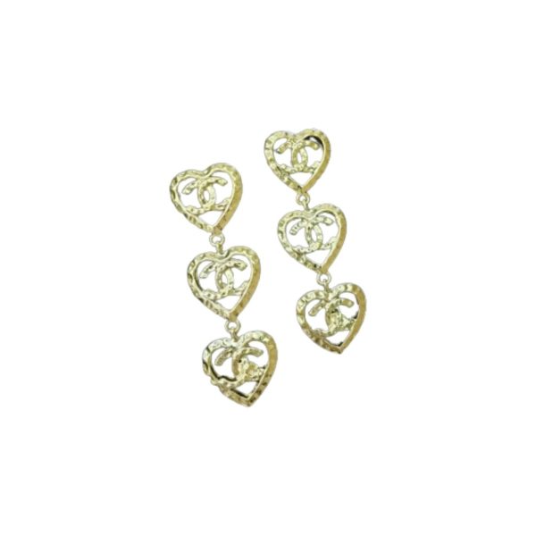10 three hearts earrings gold tone for women 2799