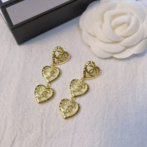 12 three hearts earrings gold tone for women 2799