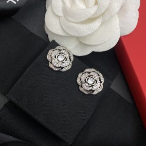 flower shape earrings silver tone for women 2799