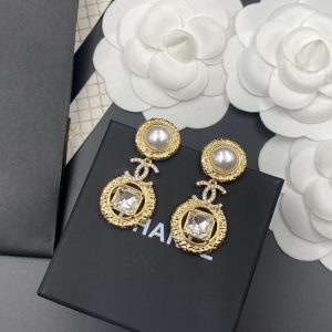 pearl and sparkling stone earrings gold tone for women 2799