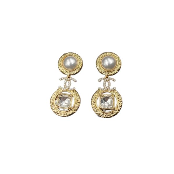 4 pearl and sparkling stone earrings gold tone for women 2799