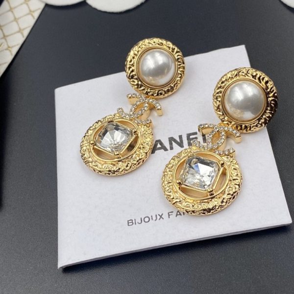 5 pearl and sparkling stone earrings gold tone for women 2799