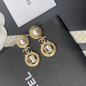 9 pearl and sparkling stone earrings gold tone for women 2799