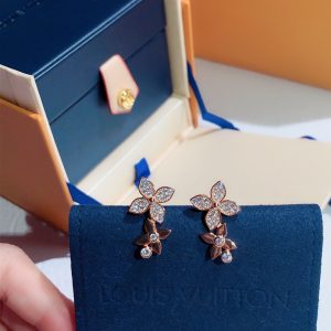 1 douple flowers earrings pink gold tone for women 2799