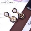 black border round earrings gold tone for women 2799