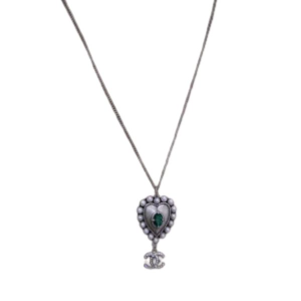4 green jewel necklace silver tone for women 2799