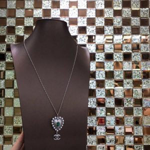 7 green jewel necklace silver tone for women 2799