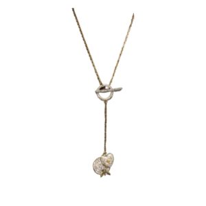 4 heart and round shape pendant necklace gold tone for women 2799