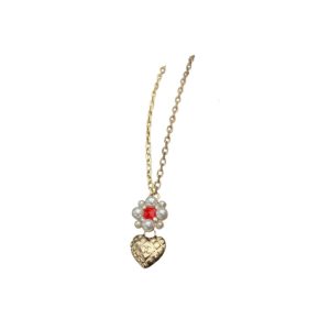 10 red stone hit point necklace gold tone for women 2799
