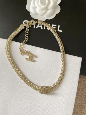 2 chain choker necklace gold for women 2799