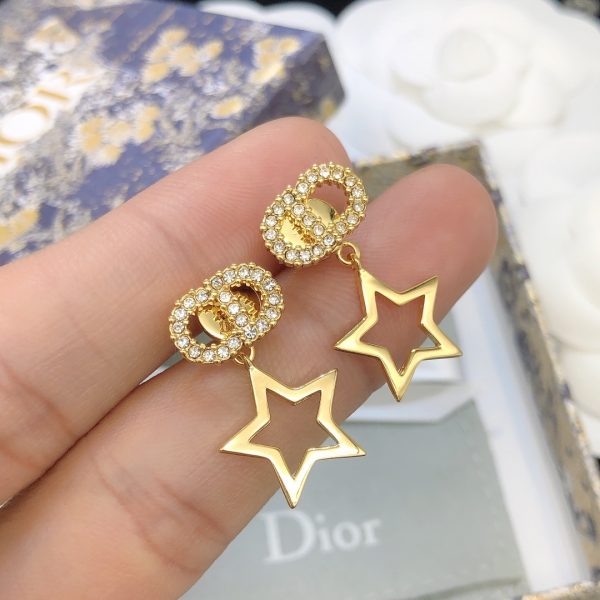 3 star cd diamond stud earrings gold for women 2799