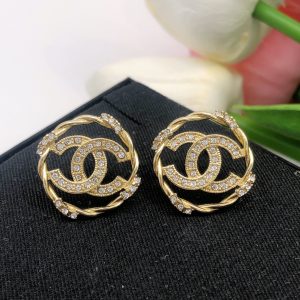 1 round button earrings gold for women 2799