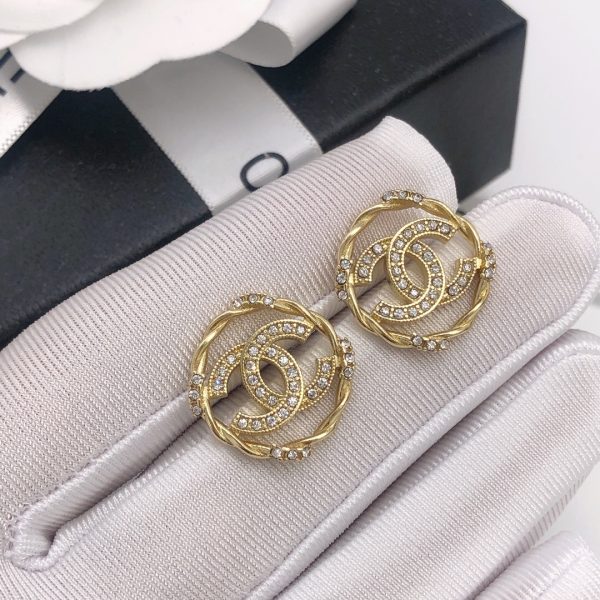 2 round button earrings gold for women 2799