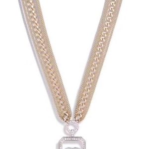 4 chanel necklace multi chain cc pendant gold tone for women 2799