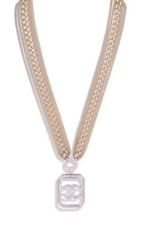 4 chanel necklace multi chain cc pendant gold tone for women 2799