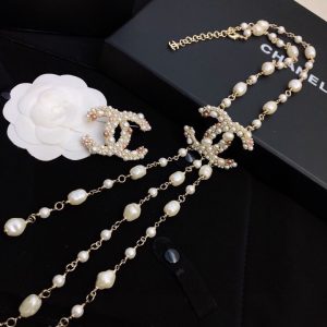 long stylized pearl necklace gold tone for women 2799