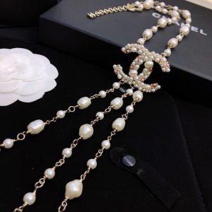 1 long stylized pearl necklace gold tone for women 2799