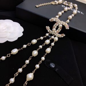 8 long stylized pearl necklace gold tone for women 2799