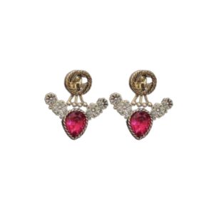 4 highlight dark pink stone earrings gold tone for women 2799