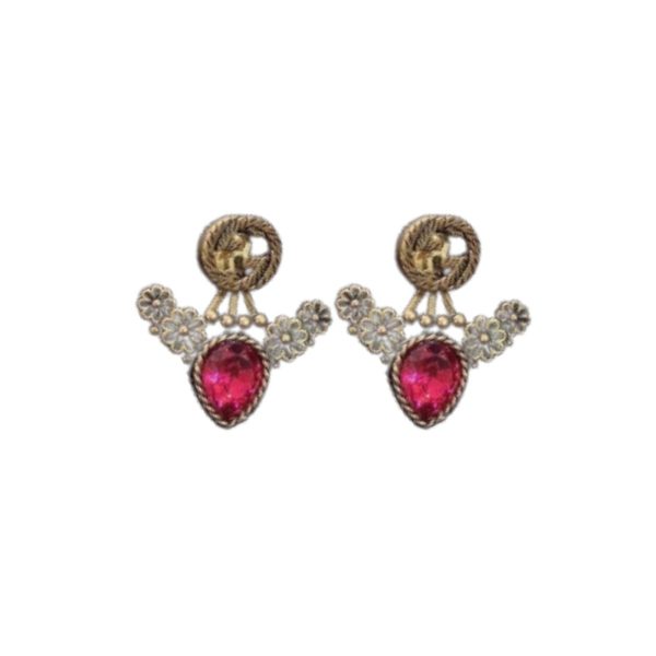 4 highlight dark pink stone earrings gold tone for women 2799