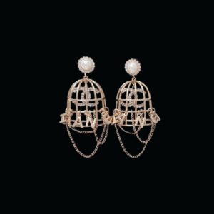 7 bird cage shape earrings gold tone for women 2799