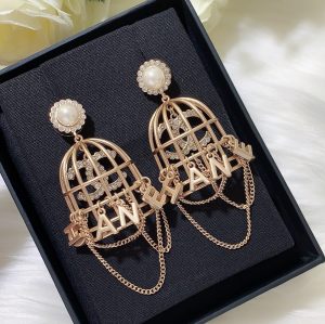 9 bird cage shape earrings gold tone for women 2799