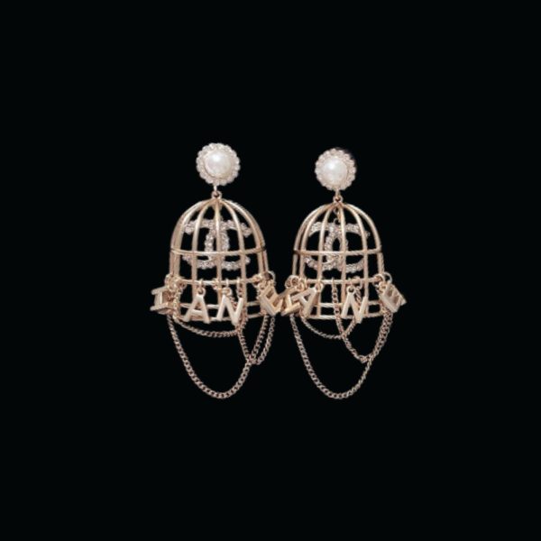 14 bird cage shape earrings gold tone for women 2799