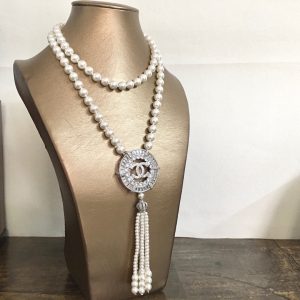 5 big circle pendant pearl necklace white for women 2799