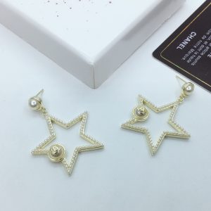3 star frame earrings gold tone for women 2799