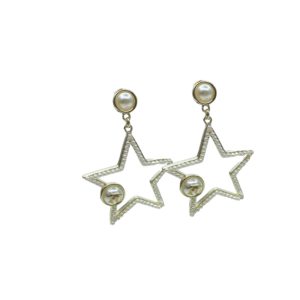 4 star frame earrings gold tone for women 2799
