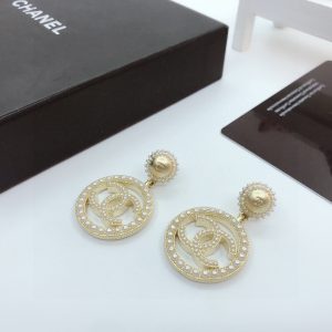2 dangling big circle frame earrings gold tone for women 2799