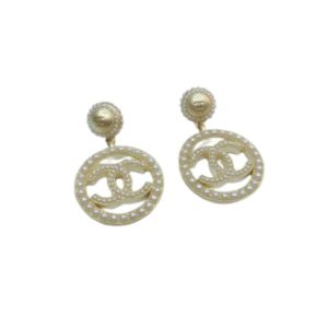 4-Dangling Big Circle Frame Earrings Gold Tone For Women   2799