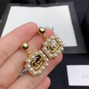 5 mini pearl border frame earrings gold tone for women 2799