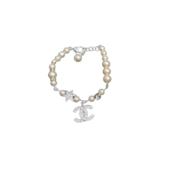 11 dangling douple c pearl chain bracelet silver tone for women 2799
