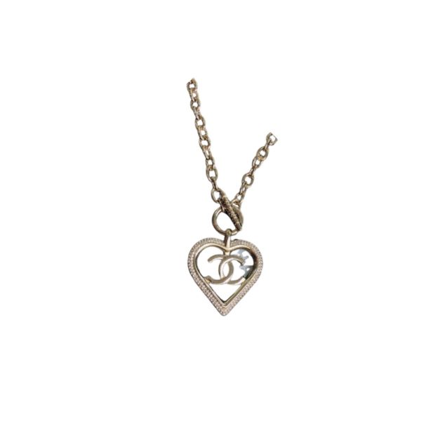 4 big heart frame necklace gold tone for women 2799