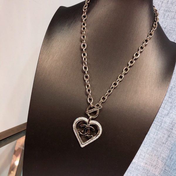 5 big heart frame necklace gold tone for women 2799