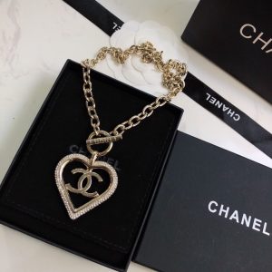 7 big heart frame necklace gold tone for women 2799