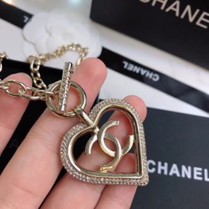 8 big heart frame necklace gold tone for women 2799